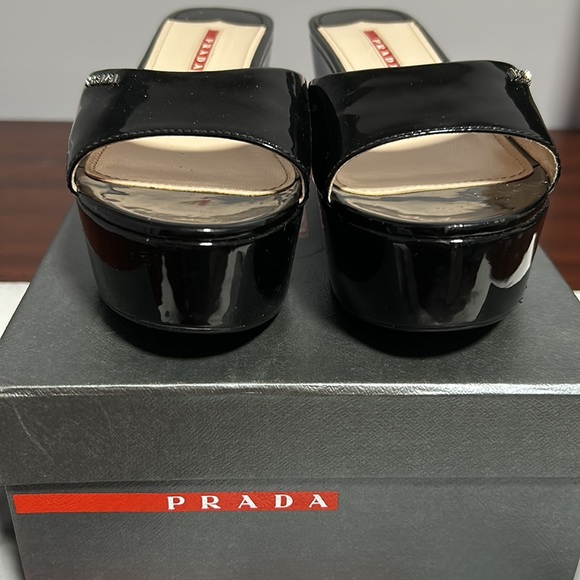 Prada Black Patent Leather Platform Sandals - Picture 6 of 16